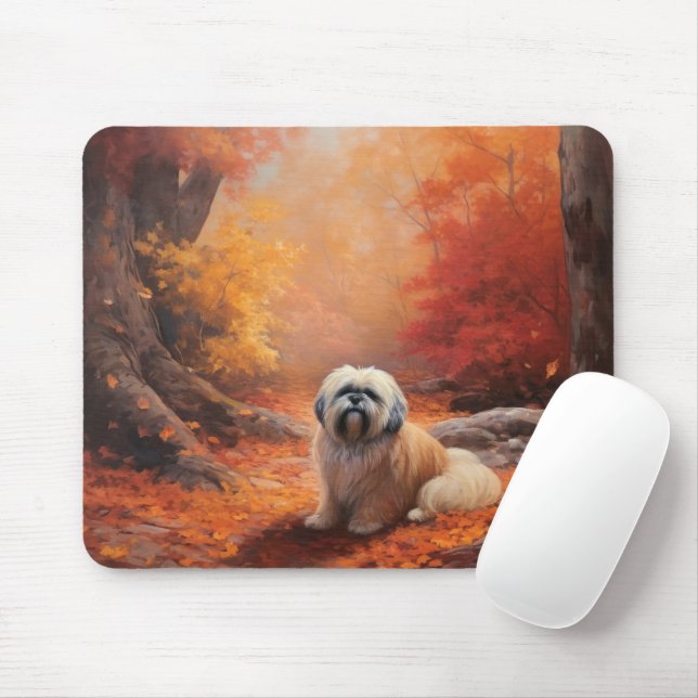 Tapis De Souris Lhassa Apso à l'automne Leaves automne Inspire (Avec souris)