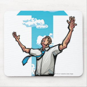 Tapis De Souris L'homme d'affaires se mettant à genoux, flèche