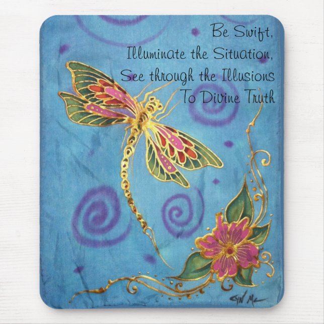 Tapis De Souris Libellule peinte par soie Mousepad (Devant)