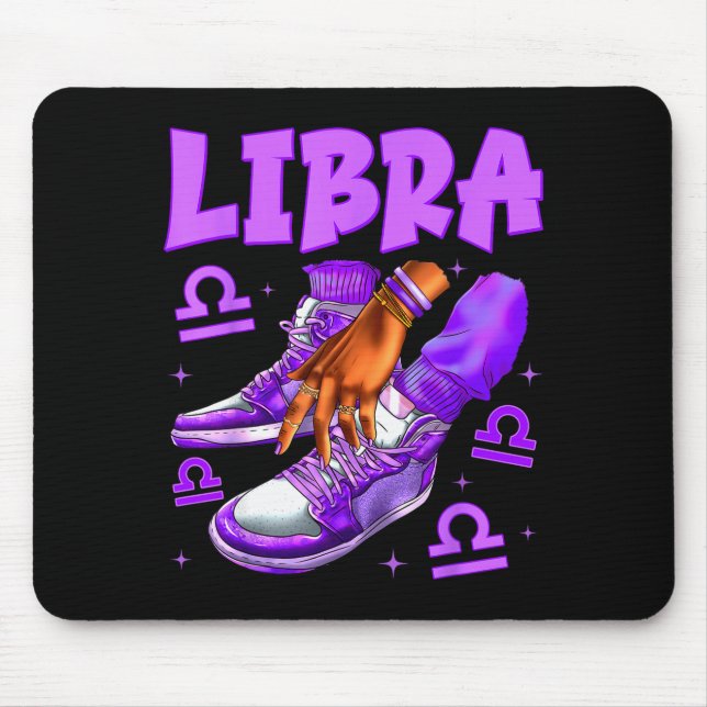 Tapis De Souris Libra Girl Birthday Black Woman Sneakers Zodiac Si (Devant)