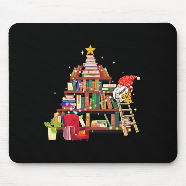 Tapis De Souris Librarian And Book Lover Christmas Library Tree Li (Devant)