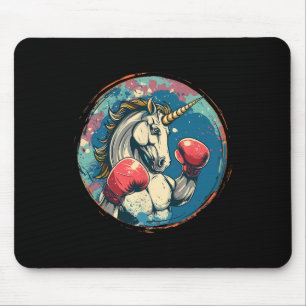 Tapis De Souris Licorne de boxe avec gants de boxe Kickboxing Mign