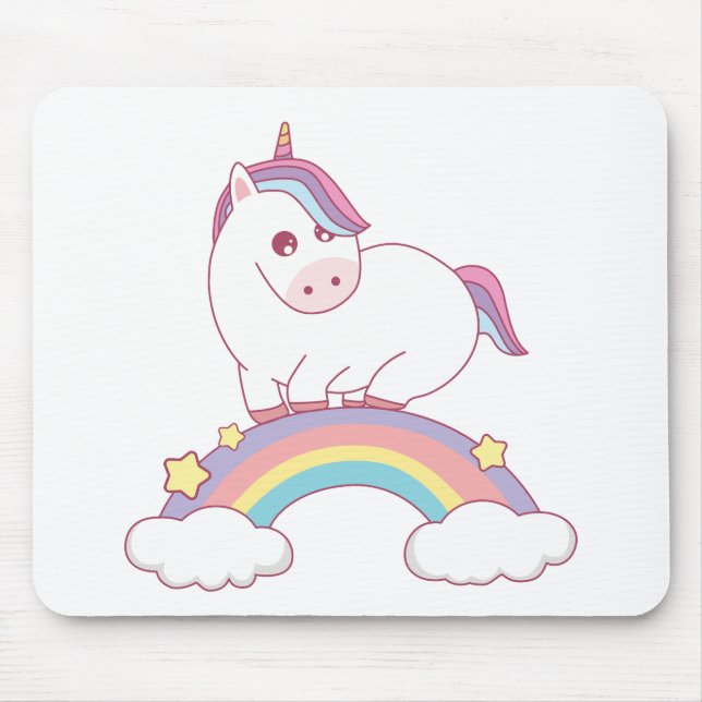 Tapis De Souris licorne debout sur l'arc-en-ciel (Devant)