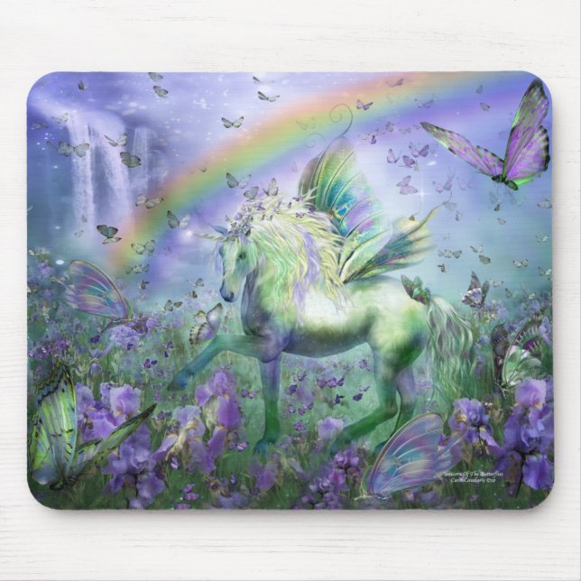 Tapis De Souris Licorne des papillons Mousepad (Devant)