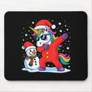 Tapis De Souris Licorne Mignonne qui Dab Fun Noël Bonhomme de Neig