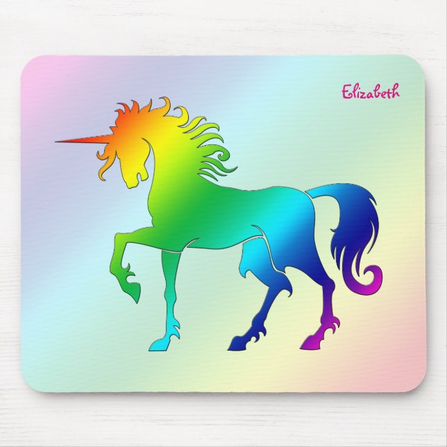 Tapis De Souris Licorne Mousepad d'arc-en-ciel (Devant)