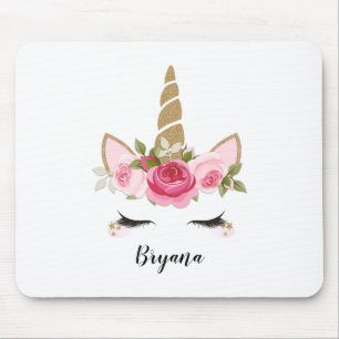 Tapis de souris Licorne Or Floral Mignon Tendance