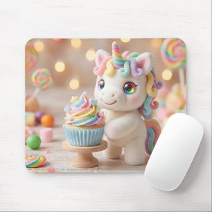 Tapis De Souris Licorne pastel avec Cupcake arc-en-ciel