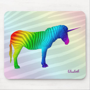 Tapis De Souris Licorne triste Mousepad de zèbre d'arc-en-ciel