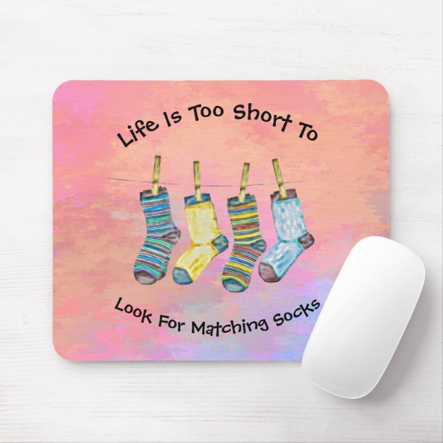 Tapis De Souris Life Is Short Socks Dit Citations D'Aquarelle Rose (Avec souris)