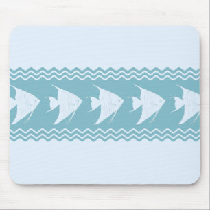 Tapis De Souris Light Blue Coastal Angelfish Stripes