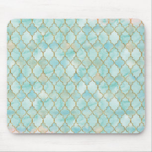 Tapis De Souris Light pink and Aqua Maroccan pattern
