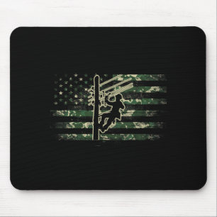Tapis De Souris Ligne aérienne Drapeau Américain Câble Électrique 