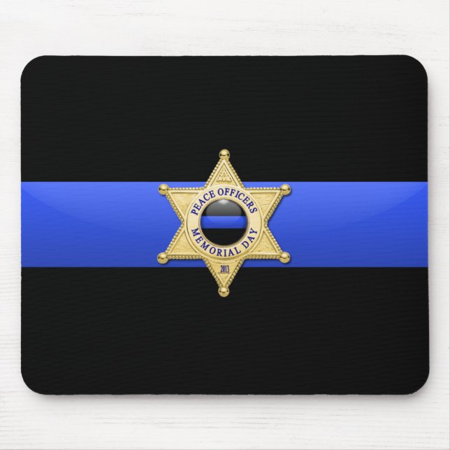 Tapis De Souris Ligne Bleue Mince - Insigne (Devant)