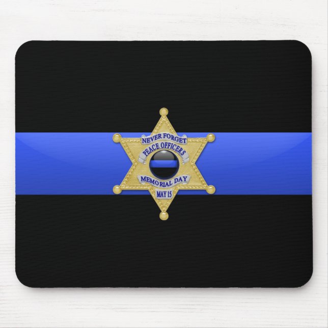 Tapis De Souris Ligne Bleue Mince - Insigne (Devant)