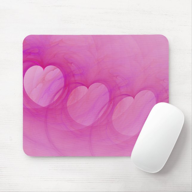 Tapis De Souris Ligne de coeur rose (Avec souris)