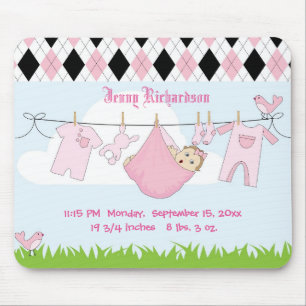 Tapis De Souris Ligne de vêtements mignonette bébé fille