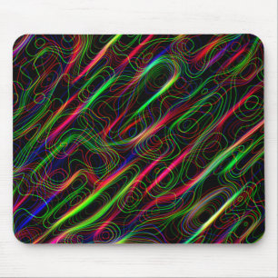 Tapis De Souris Lignes courbes multicouleurs néon