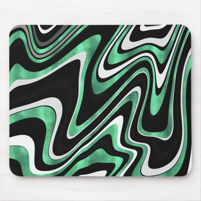 Tapis De Souris Lignes de Verre Vert Noir Rétro Design moderne (Devant)