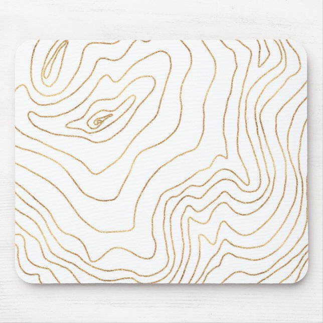 Tapis De Souris Lignes d'or moderne Design minimaliste main dessin (Devant)
