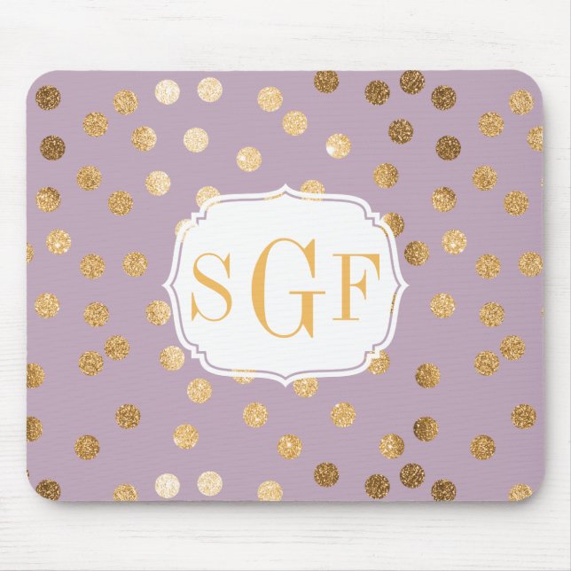 Tapis De Souris Lilac Purple et Gold Parties scintillant City Dots (Devant)
