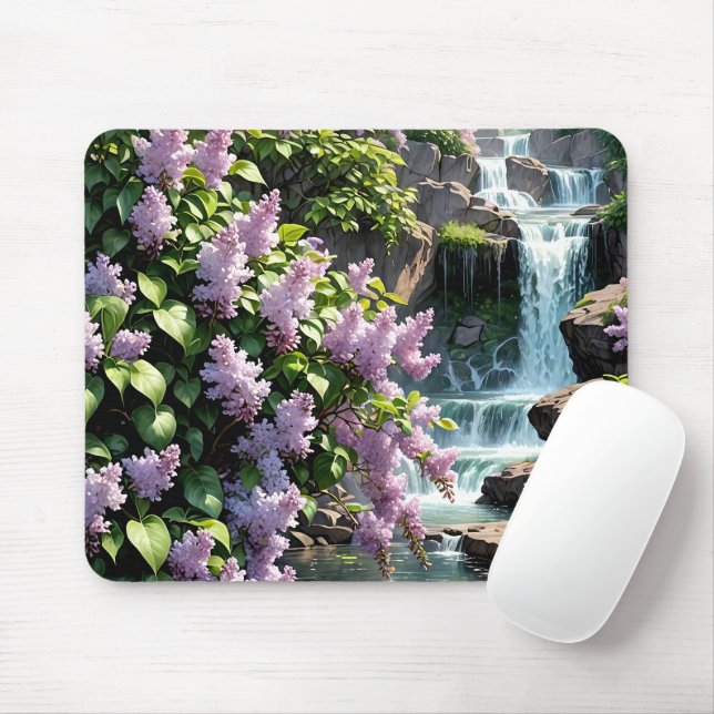 Tapis De Souris Lilas violets et cascades  (Avec souris)