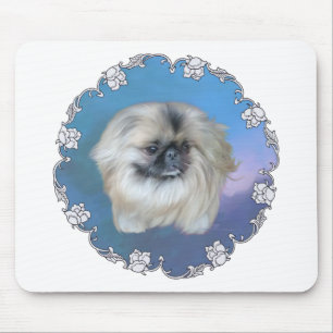 Tapis De Souris Lily Pékin sur fond bleu