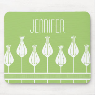 Tapis De Souris Lime Green Art Deco Floral Mousepad