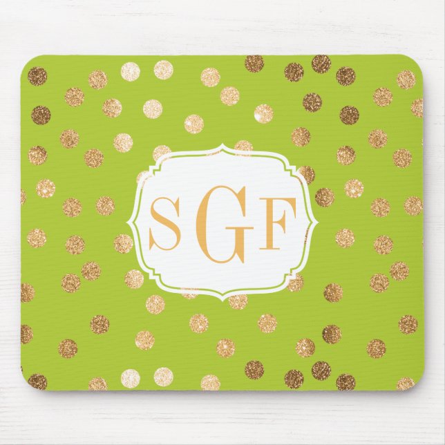 Tapis De Souris Lime Green et Gold Parties scintillant City Dots M (Devant)