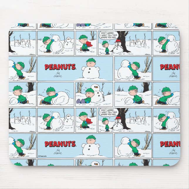 Tapis De Souris Linus Construit Un Snowman (Devant)