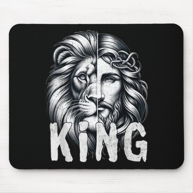 Tapis De Souris Lion And Jesus King Christian Faith Design  (Devant)