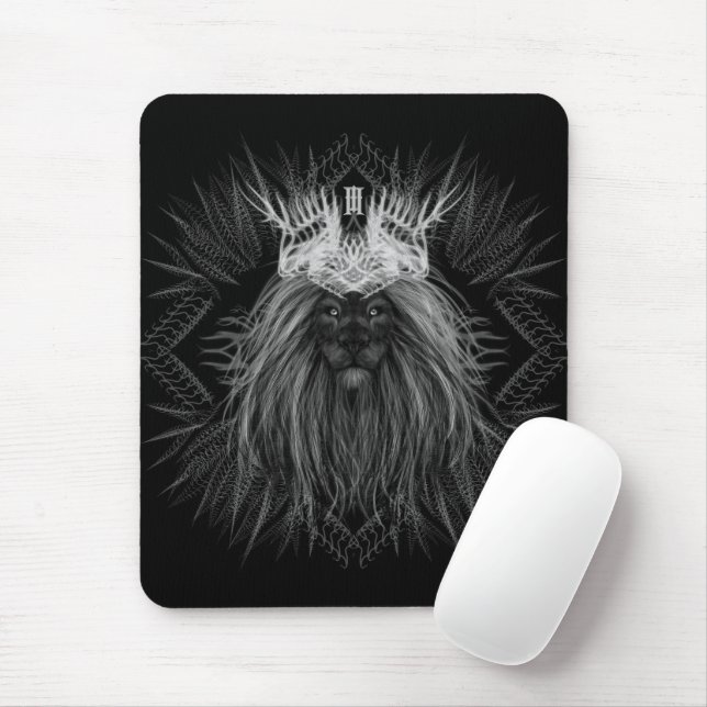 Tapis De Souris Lion avec monogramme de couronne (Avec souris)