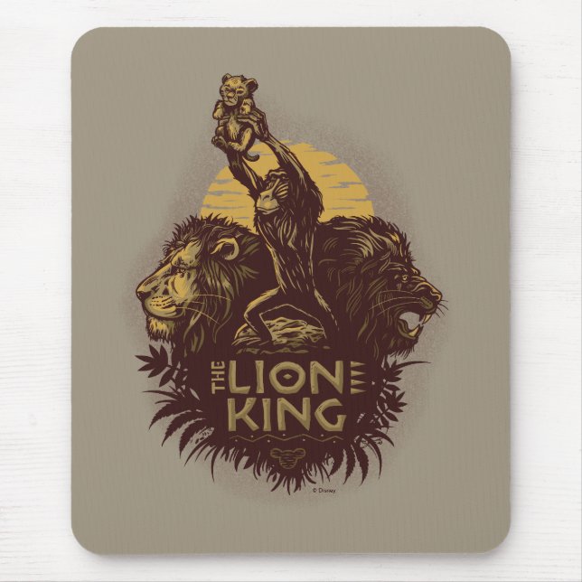 Tapis De Souris Lion King | Rafiki présente Simba Woodcut Design (Devant)