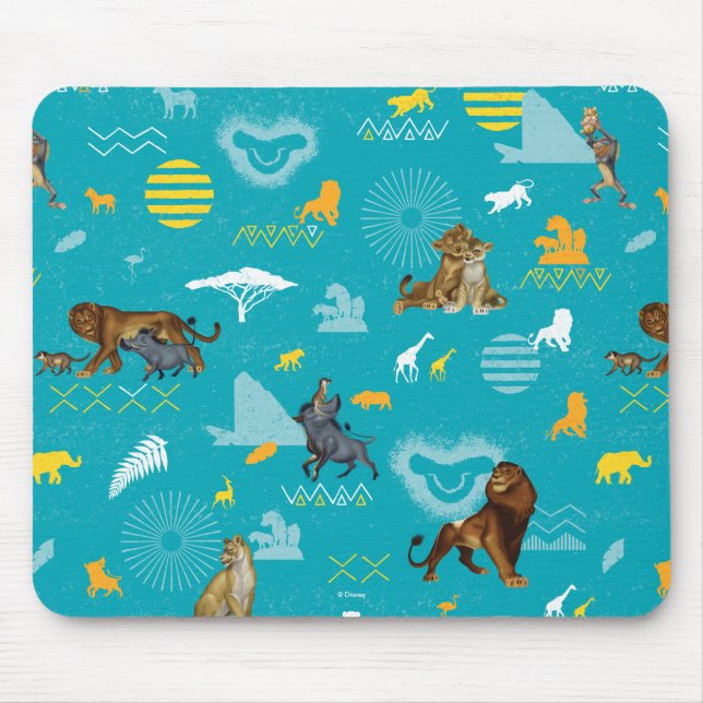 Tapis De Souris Lion King | Turquoise Caractères et icônes Motif (Devant)