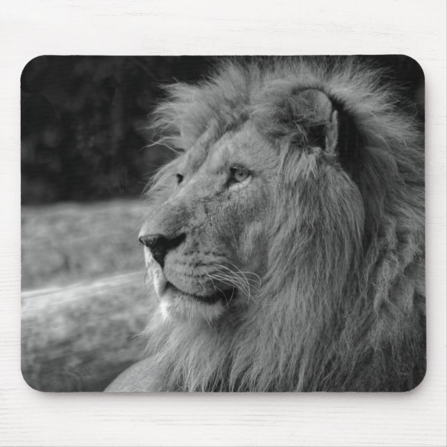 Tapis De Souris Lion noir et blanc - Animal sauvage (Devant)