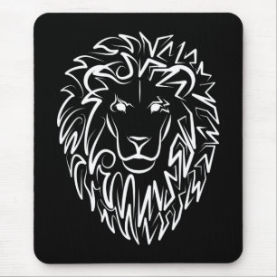 Tapis De Souris Lion tribal noir et blanc