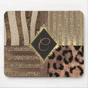 Tapis De Souris Lionne Safari Chic Jungle Or Moderne Étincelle