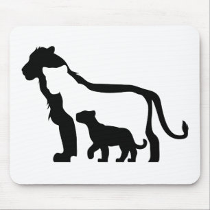 Tapis De Souris Lions noirs et blancs