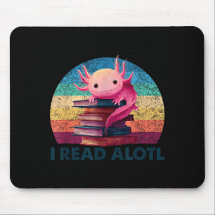 Tapis De Souris Lire un axolotl 'lotl amateur de livres bibliothéc