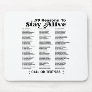 Tapis De Souris Liste de 99 raisons de rester en vie - Santé menta