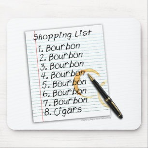 TAPIS DE SOURIS LISTE DE COURSES BOURBON HUMOUR COCKTAIL