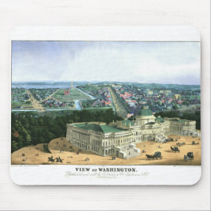 Tapis De Souris Lithographie de couleur 1852 - vue de Washington