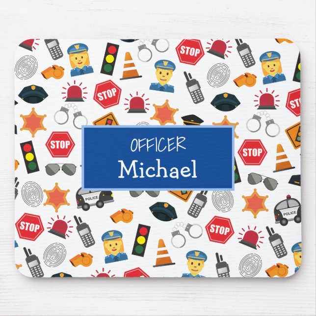 Tapis De Souris Little Boys Police Officier Motif Enfants (Devant)