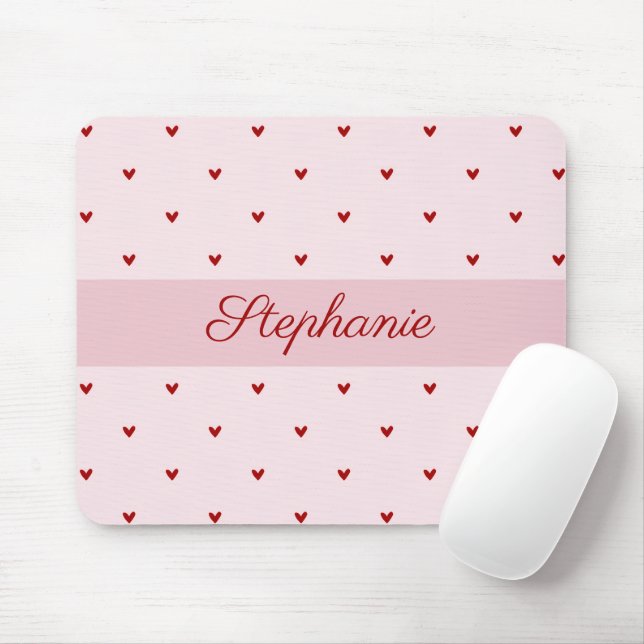 Tapis De Souris Little Red Heats Pink Name Mousepad (Avec souris)
