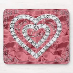 Tapis De Souris Live Lauver Love Diamond Heart Red Mouse Pad