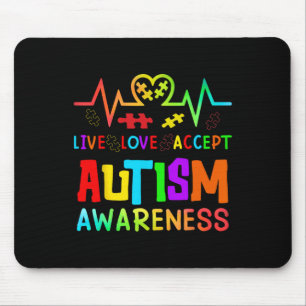 Tapis De Souris Live Love Accepter Sensibilisation sur l'autisme R