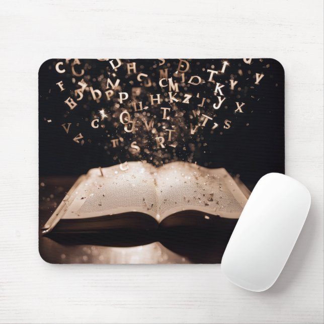 Tapis De Souris Livre avec lettres volantes et étincelles (Avec souris)