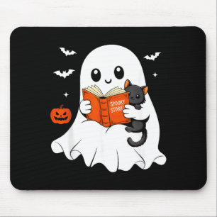 Tapis De Souris Livre de lecture fantôme Costume d'Halloween chat