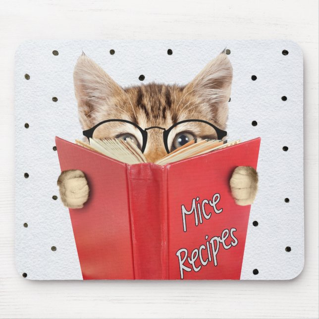 Tapis De Souris Livre de recettes de lecture de chats (Devant)