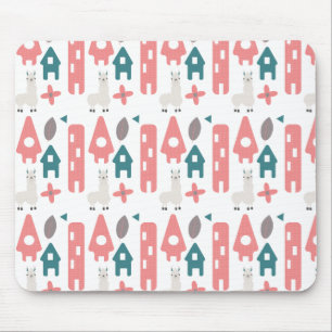 Tapis De Souris Llama Alpaga Animal Homs Vert Corail